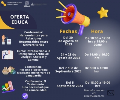 Oferta Educativa de Educación Continua de los meses septiembre - octubre 2023