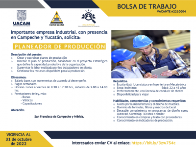 VACANTE DISPONIBLE OCTUBRE