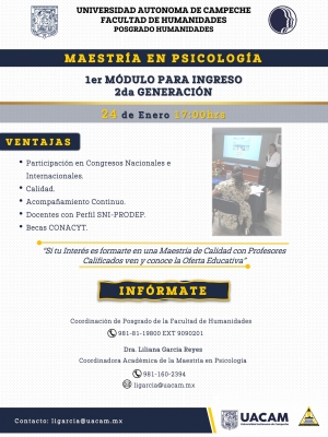 CONVOCATORIA "MAESTRÍA EN PSICOLOGÍA"
