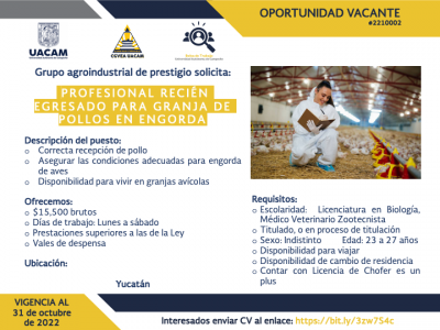 VACANTE DISPONIBLE OCTUBRE