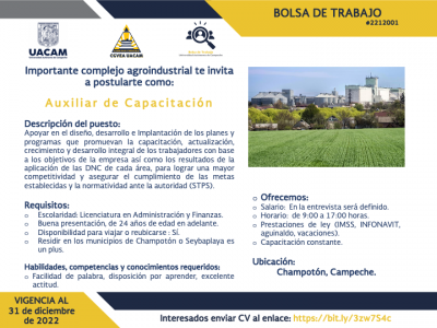 VACANTE DISPONIBLE DICIEMBRE