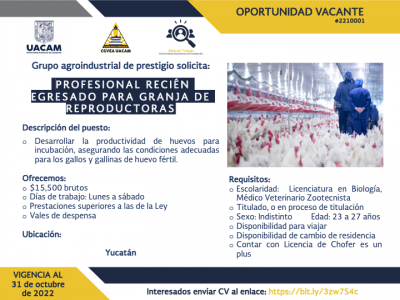 VACANTE DISPONIBLE OCTUBRE
