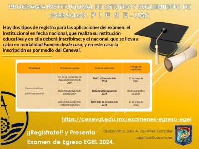 Calendario de aplicaciones EGEL 2024